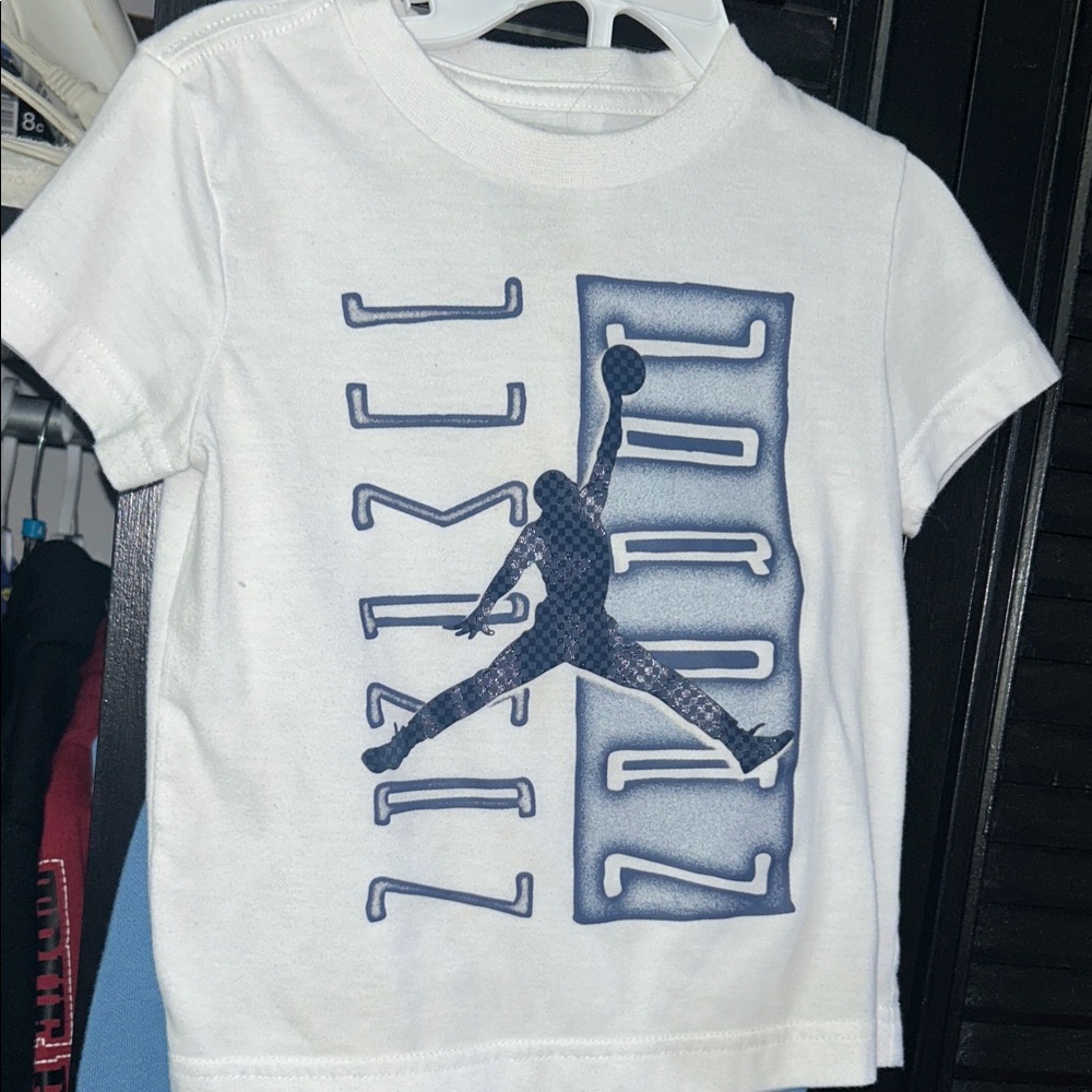 Jordan Kids White Tee with Blue Graphic